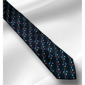 VTG Christmas String Lights Neck Tie Black Colorful Bulbs Holiday Party Ho Ho Ho